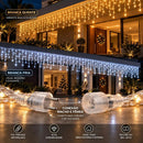 Cascata de Natal 400 Leds 10 Metros Conexão Macho E Fêmea Prova D'água Função Luzes De Natal Pisca Pisca Branco Quente