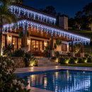Cascata de Natal 400 Leds 10 Metros Conexão Macho E Fêmea Prova D'água Função Luzes De Natal Pisca Pisca Branco Quente