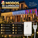 Cascata de Natal 400 Leds 10 Metros Conexão Macho E Fêmea Prova D'água Função Luzes De Natal Pisca Pisca Branco Quente