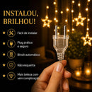 Cascata De Natal Estrelas Bivolt 110 Leds Com 8 Funções