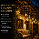 Cascata De Natal Estrelas Bivolt 110 Leds Com 8 Funções