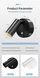 Arandela LED Magnética Recarregável com Luz Ajustável