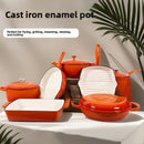 Conjunto de Panelas de Ferro Fundido Esmaltado com 7 Peças, Antiaderente.