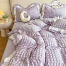 Conjunto de cama de renda coreana seersucker