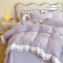 Conjunto de cama de renda coreana seersucker