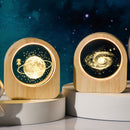 Decoração artesanal de vidro cristal 3d, sistema solar gravado a laser, astronom