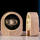 Decoração artesanal de vidro cristal 3d, sistema solar gravado a laser, astronom